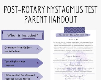 Post-Rotary Nystagmus Test Parent Handout | Occupational Therapy | Vestibular System Sensory Processing | Pediatric Therapy Digital Download