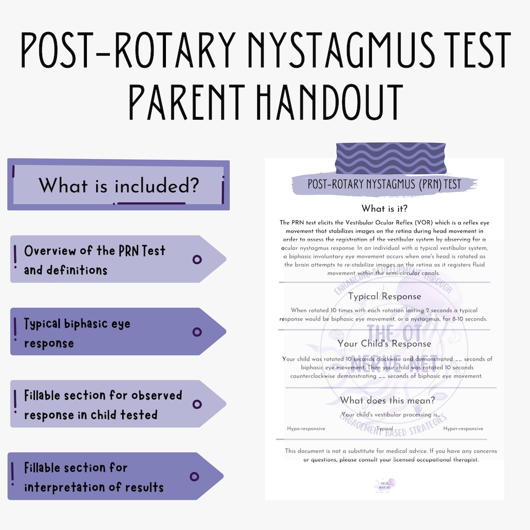 Postrotary Nystagmus Test Parent Handout Occupational Etsy