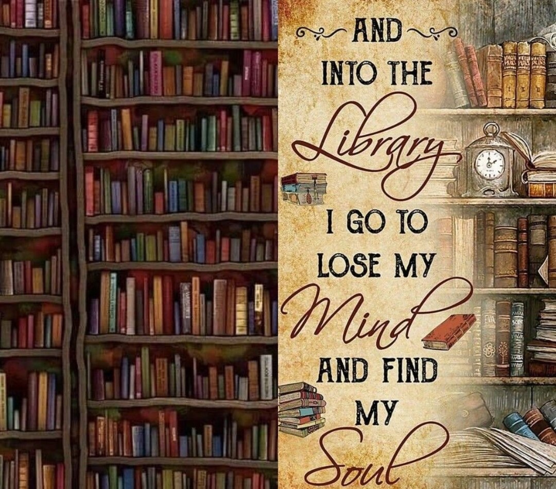 Into the Library #BOOKLOVER Tumbler PNG Sublimation Design, 20oz Skinny ...