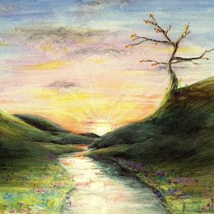Sunrise River, Acrylic Painting