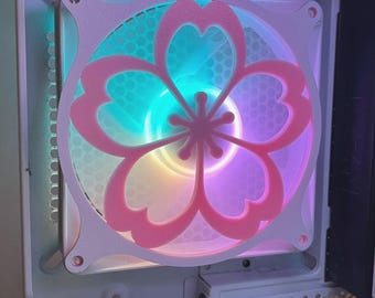 Rounded Sakura flower - PC Fan Shroud/ Grill /Cover - 120mm, 140 mm - Two Colors