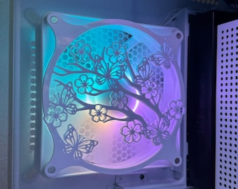 Butterfly Sakura Tree - PC Fan Shroud/ Grill /Cover - 120mm, 140 mm