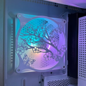Arbre papillon sakura - Cache ventilateur/grille/housse PC - 120 mm, 140 mm
