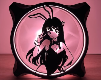 Anime Girl Bunny - Computer Fan Shroud/ Grill /Cover - Custom 3D Printed - 120mm