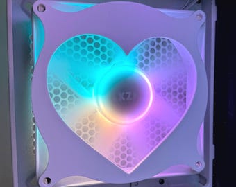 Heart Cut Out - Computer Fan Shroud/ Grill /Cover - Custom 3D Printed - 120mm