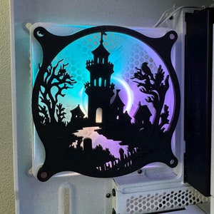 Haunted House - RGB Gaming Computer Fan Shroud/ Grill /Cover - Custom 3D Printed - 120mm