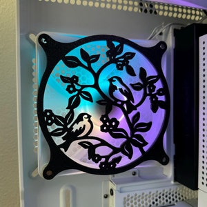 Birds On Tree  - Gaming Computer Fan Shroud/ Grill /Cover - Custom 3D Printed - 120mm
