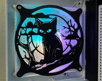 Cat on Tree - RGB Gaming Computer Fan Shroud/ Grill /Cover - Custom 3D Printed - 120mm