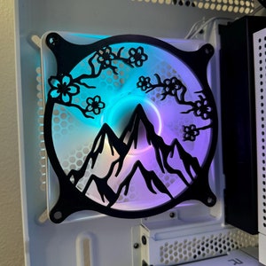 Mountain Sakura - RGB Gaming Computer Fan Shroud/ Grill /Cover - Custom 3D Printed - 120mm