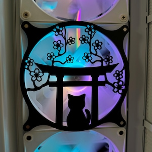 Cat Under Tori - RGB Gaming Computer Fan Shroud/ Grill /Cover - Custom 3D Printed - 120mm
