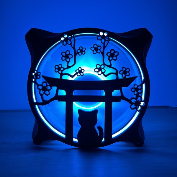 Cat Under Tori - RGB Gaming Computer Fan Shroud/ Grill /Cover - Custom 3D Printed - 120mm