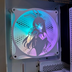 Anime Girl Bunny - Copertura/griglia/copertura ventola computer - Stampa 3D personalizzata - 120 mm