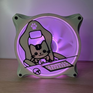 Gaming Kitty - RGB Gaming Computer Fan Shroud/ Grill /Cover - Custom 3D Printed - 120mm