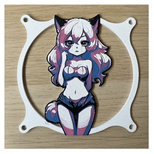 Anime Cat Girl - Gaming Computer Fan Shroud/ Grill /Cover - Custom 3D Printed - 120mm or 140mm