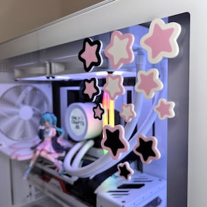 Stars Two Colors PC Charms | Decoration Stick-On | Adhesive | Stick Anywhere | PC Customization