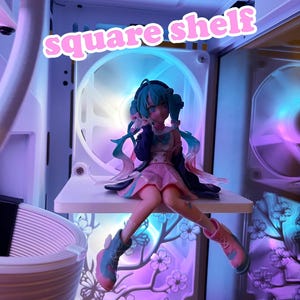 Estante cuadrado para figuras / 120 mm / 140 mm / Cubierta para ventilador de PC /