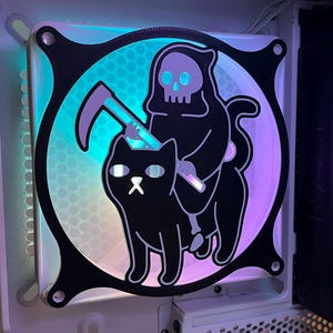 Death on a kitty - Gaming Computer Fan Shroud/ Grill /Cover - 120mm, 140mm
