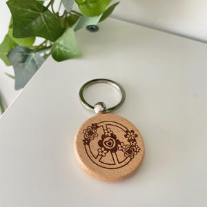 Hippie Themed Wooden Keychains~ Hippie/boho Engraved Wooden Keychains ...