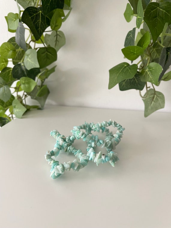 Crystal Gemstone Chip Bracelets ~ Amazonite Brace… - image 2