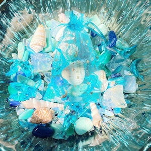 Crystal Confetti Scoops ~ Ocean Themed Crystal Confetti Scoops ~ Mystery Scoops ~ Blue Ocean Themed Crystals & Beach Item ~ Crystal Confetti
