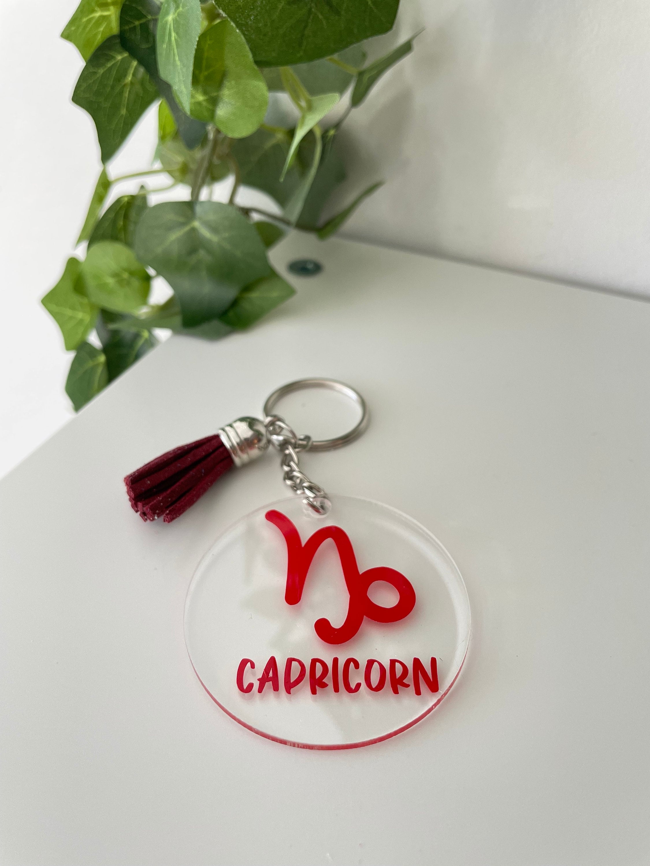 Zodiac Sign Acrylic Keychain ~ Round Acrylic Keychain With Zodiac Sign ...