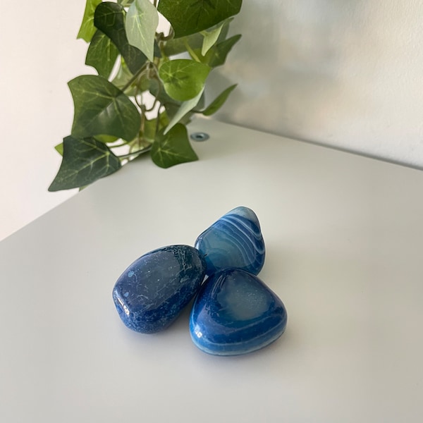 Blue Agate Tumbled ~ Blue Agate Tumbled Stones ~ Blue Agate ~ Tumbled Blue Agate ~ Agate Tumbled Stones ~ Bright Blue Crystals ~ Blue Agates