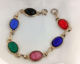 Vintage Gold Egyptian Scarab Bracelet