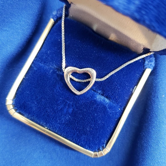 Vintage Dainty Gold and Silver Sterling Heart Nec… - image 1