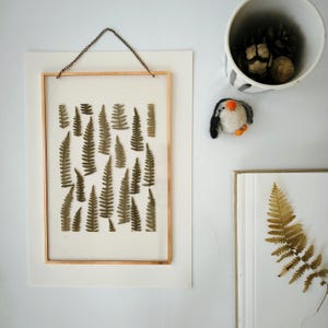 Fern Art in Copper Frame – Pressed Fern Leaves Wall Decor, Herbarium Style Nature Gift, Large Botanical Artwork, gift for her