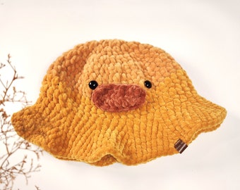 Soft Crochet Duck Bucket Hat | Winter Bucket Hat | Handmade Bucket Hat | Sun Hat