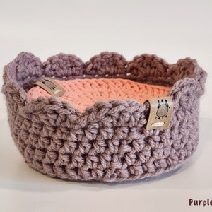 Crochet Coaster BUNDLE Scalloped Crochet Coaster Holder Circle Crochet Coaster Scalloped Crochet Bowl Housewarming Gift Purple