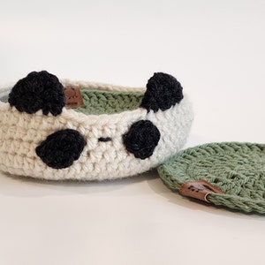 Crochet Animal Coaster Holder BUNDLE Crochet Coaster Circle Crochet Coaster Crochet Animal Bowl Cute Animal Bowl Crochet Animals Panda