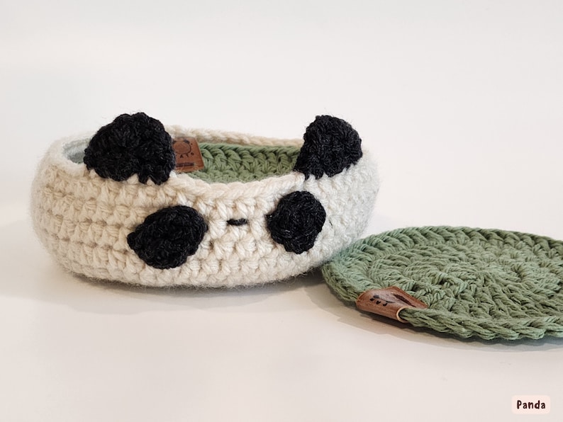 Crochet Animal Coaster Holder BUNDLE Crochet Coaster Circle Crochet Coaster Crochet Animal Bowl Cute Animal Bowl Crochet Animals Panda