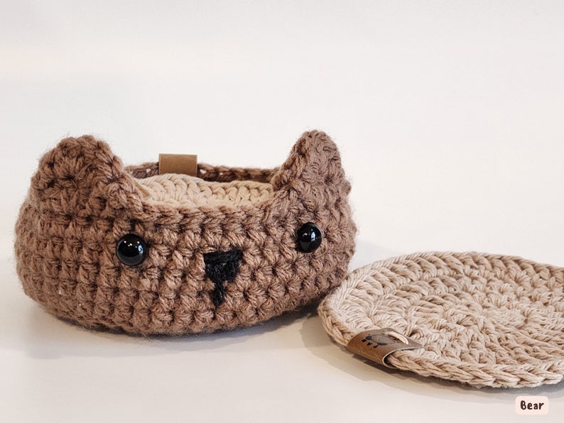 Crochet Animal Coaster Holder BUNDLE Crochet Coaster Circle Crochet Coaster Crochet Animal Bowl Cute Animal Bowl Crochet Animals Bear