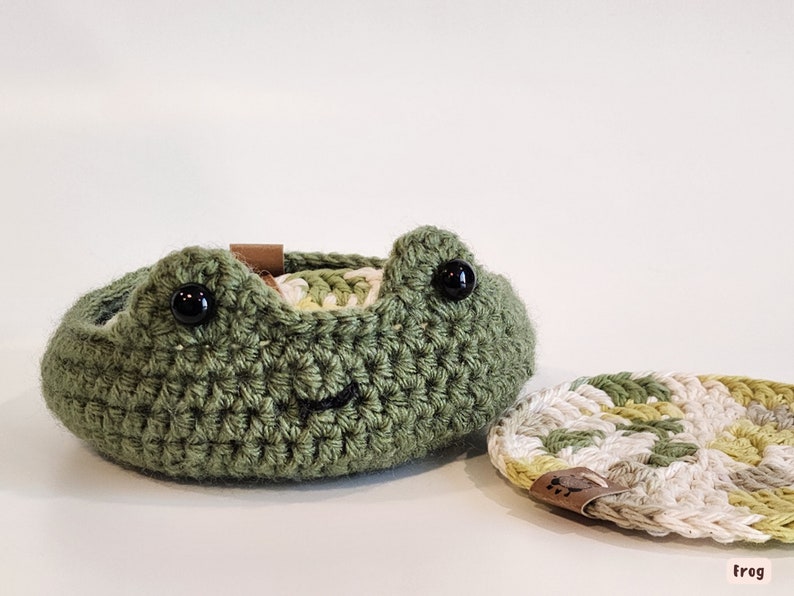 Crochet Animal Coaster Holder BUNDLE Crochet Coaster Circle Crochet Coaster Crochet Animal Bowl Cute Animal Bowl Crochet Animals Frog