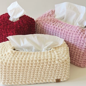 Crochet Soft Tissue Box Cover | Fuzzy Tissue Box Cover | Modern Home Decor