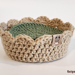 Crochet Coaster BUNDLE Scalloped Crochet Coaster Holder Circle Crochet Coaster Scalloped Crochet Bowl Housewarming Gift Beige
