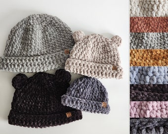 Soft Crochet Bear Ears Beanie | Family Matching Hats