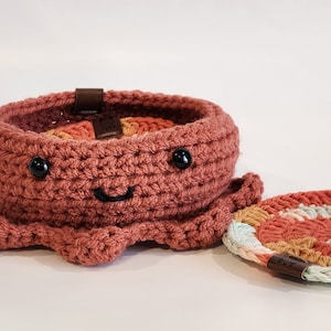 Crochet Animal Coaster Holder BUNDLE Crochet Coaster Circle Crochet Coaster Crochet Animal Bowl Cute Animal Bowl Crochet Animals Octopus