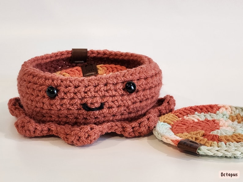 Crochet Animal Coaster Holder BUNDLE Crochet Coaster Circle Crochet Coaster Crochet Animal Bowl Cute Animal Bowl Crochet Animals Octopus