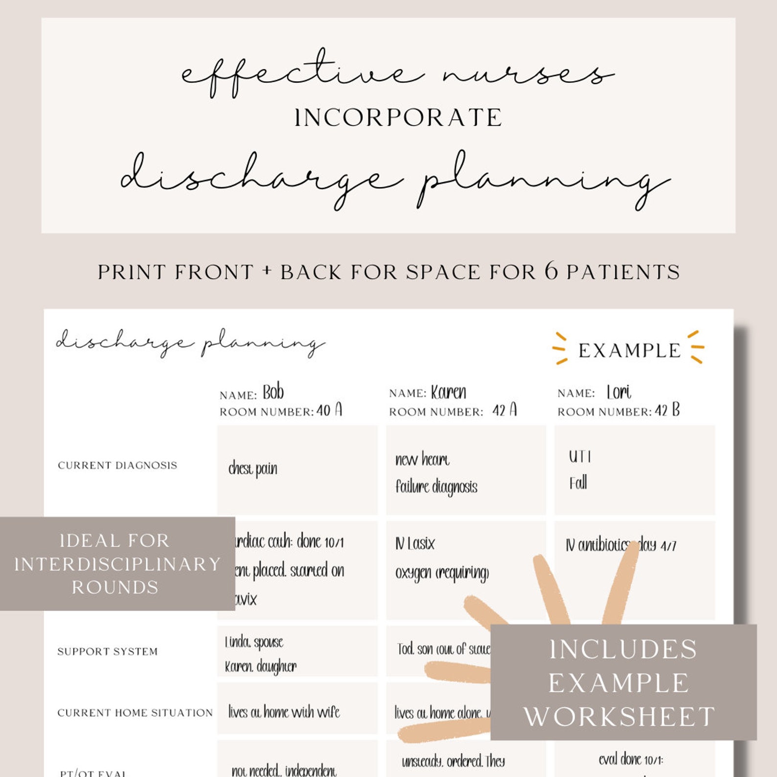 Simple Discharge Planner for Nurses Nurse Etsy