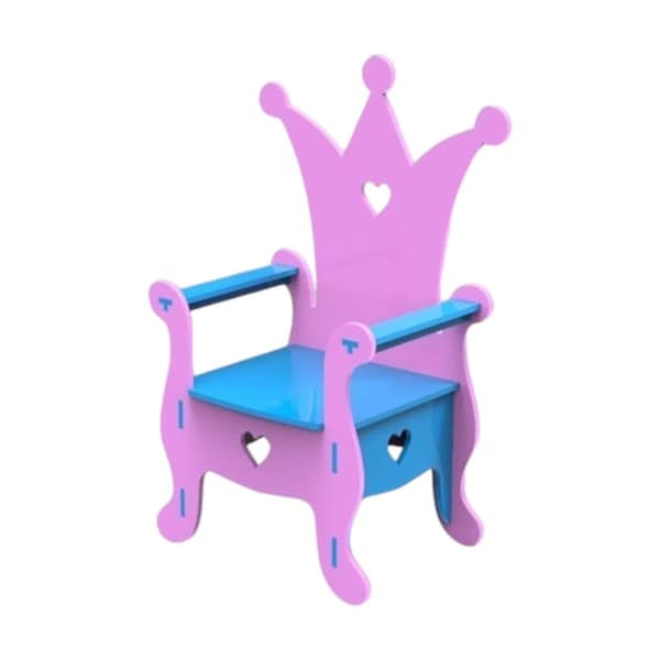 Royal Throne Chair for Kids - Wood throne Vector DXF, Perfect for Birthday Parties and Photo Booths, Princess and King Decor digital files