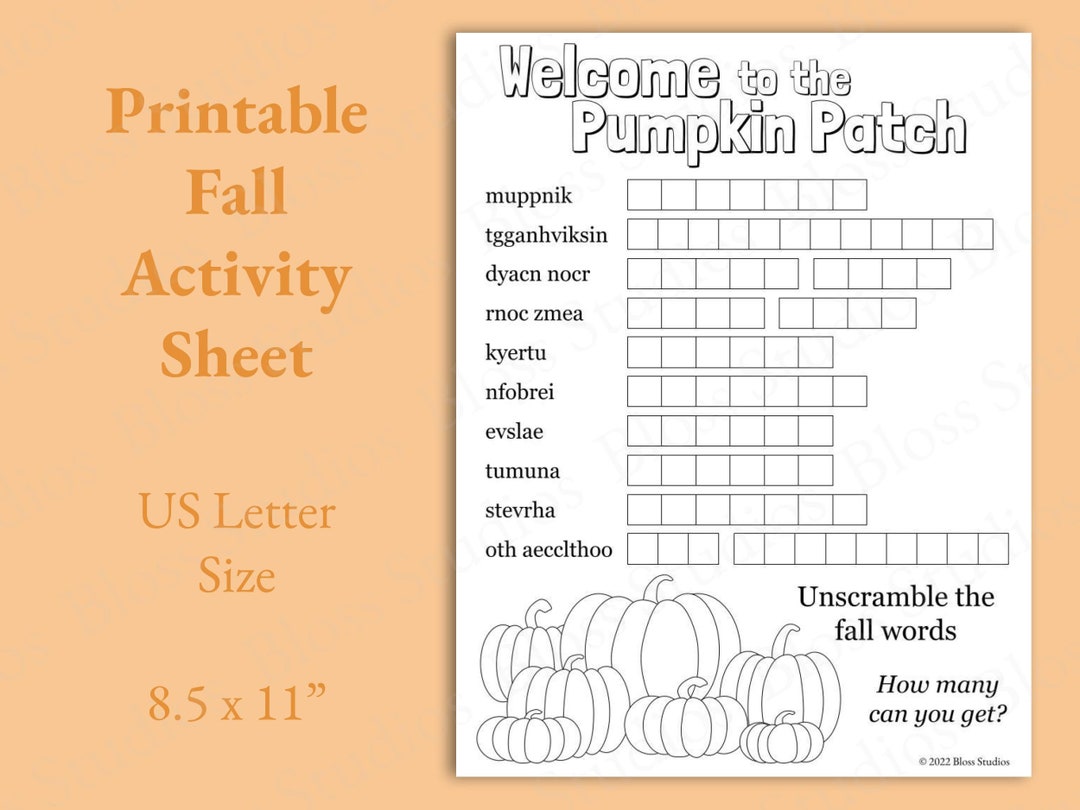 Printable Fall Word Scramble | Fall Activity Sheet for Kids | Children ...