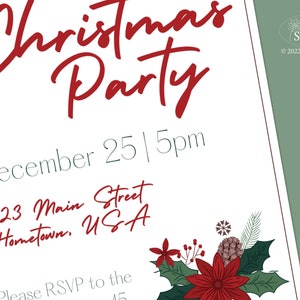 Christmas Party Invitation Template EDITABLE invitation Canva template for holiday party custom Christmas invites image 3