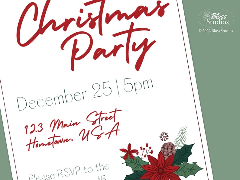 Christmas Party Invitation Template EDITABLE invitation Canva template for holiday party custom Christmas invites image 3