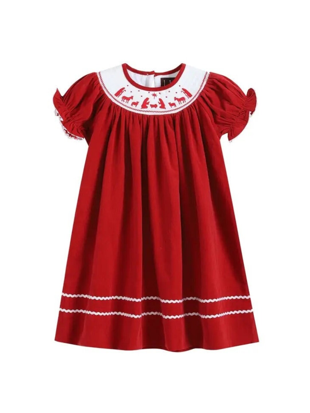 Red Corduroy Christmas Nativity Smocked Dress Baby Girl Etsy