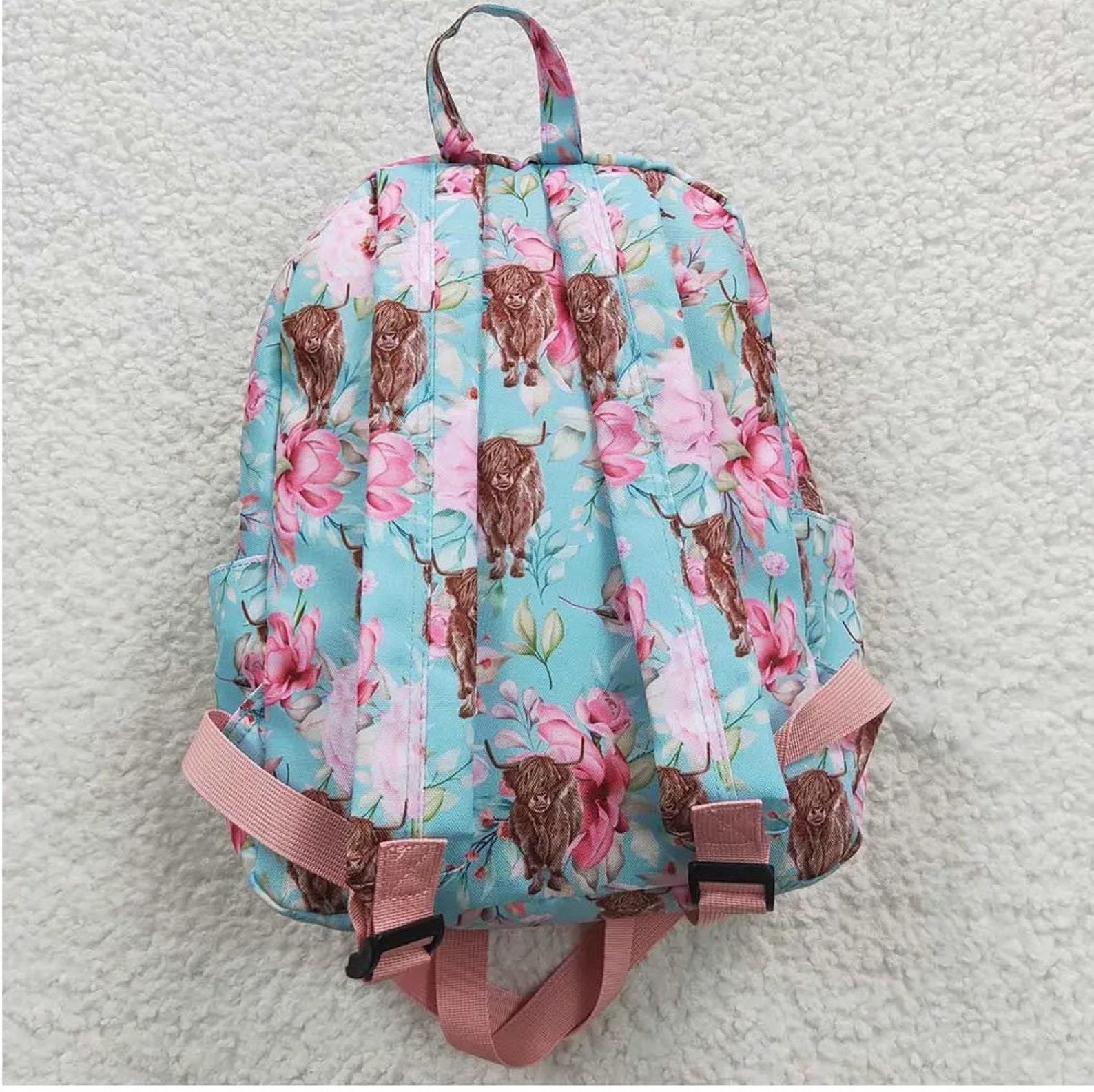 Floral Highland Cow Backpack Floral Cow Backpack Cow Print Bag - Etsy