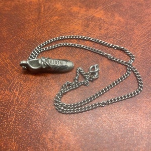 Vintage Fast Track running shoe charm NECKLACE Avon pewter