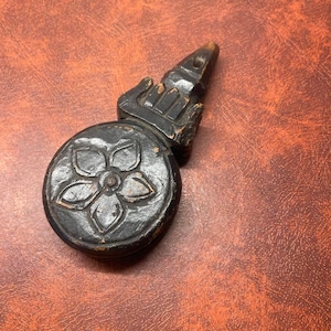Antique hand-carved Victorian weaving loom wood pulley