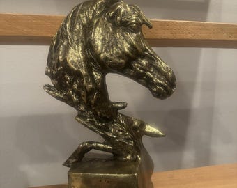 Cast Bronze Horse Bust Sculpture - LARGE 15"
